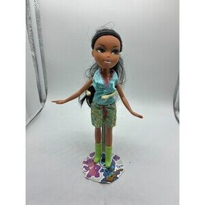 Bratz Doll Jade with Black Hair - Blue Top & Floral Skirt - Green Boots